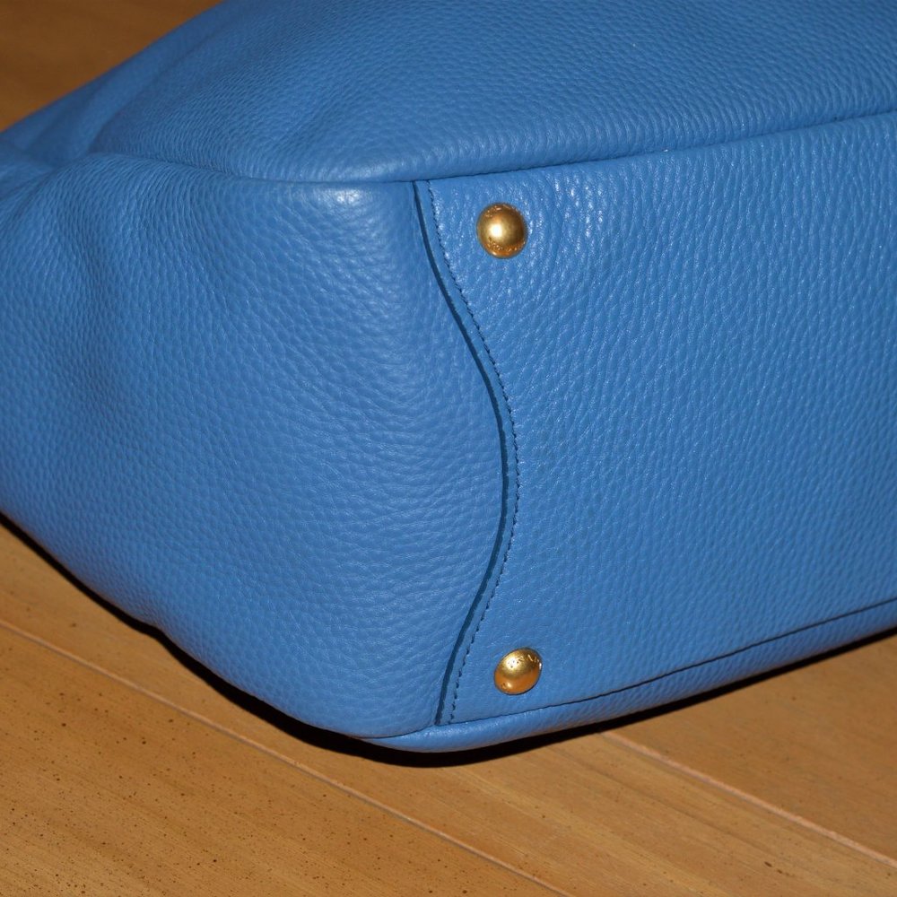 Prada Vitello Daino Cobalto Blue Leather Tote Shoulder Bag B4863M $1640 w Cards - Picture 14 of 15